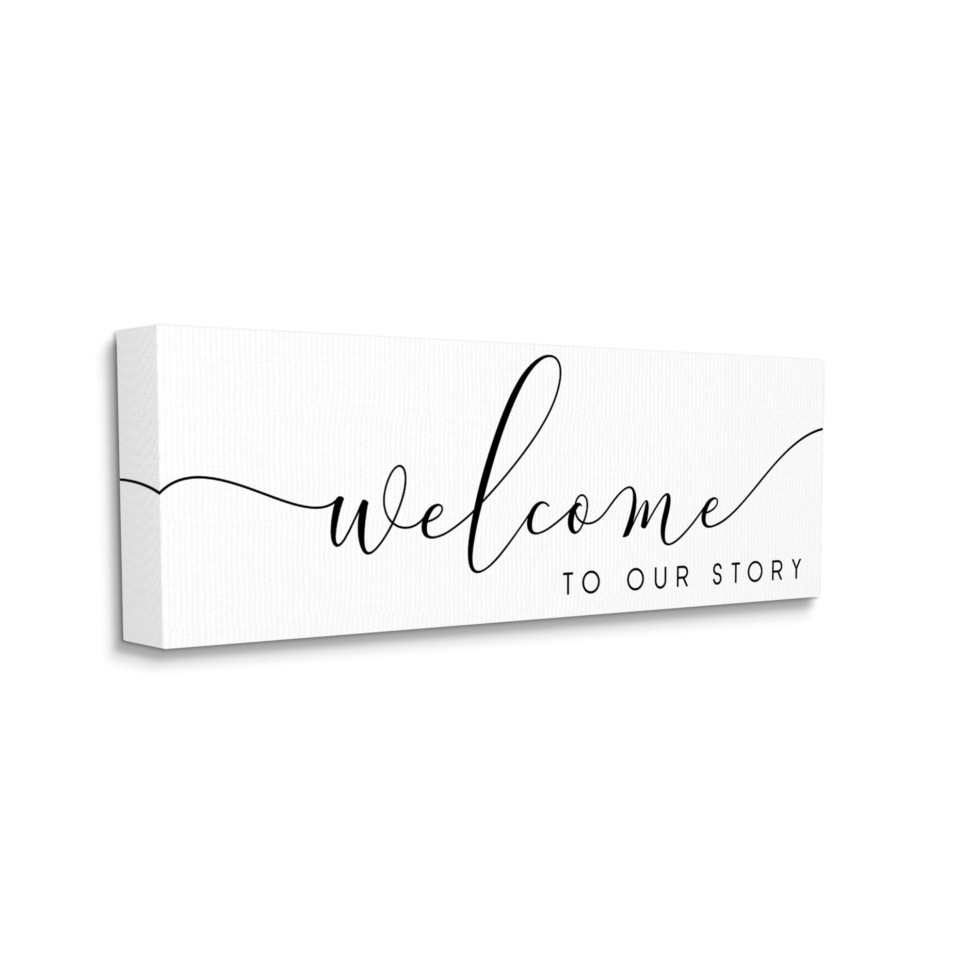 Stupell Industries Welcome To Our Story Fancy Loving Cursive Script Graphic Art Gallery Wrapped Canvas Print Wall Art, Design by Anna Quach