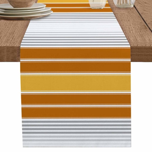nqOlkjepod Orange Stripes Table Runner 120 Inches Long Farmhouse Dress Scarves, Modern Farmhouse Simple Vertical Lines Dining Tablerunner for Coffee Table/Kitchen Island/Party Décor, 13" x 120"