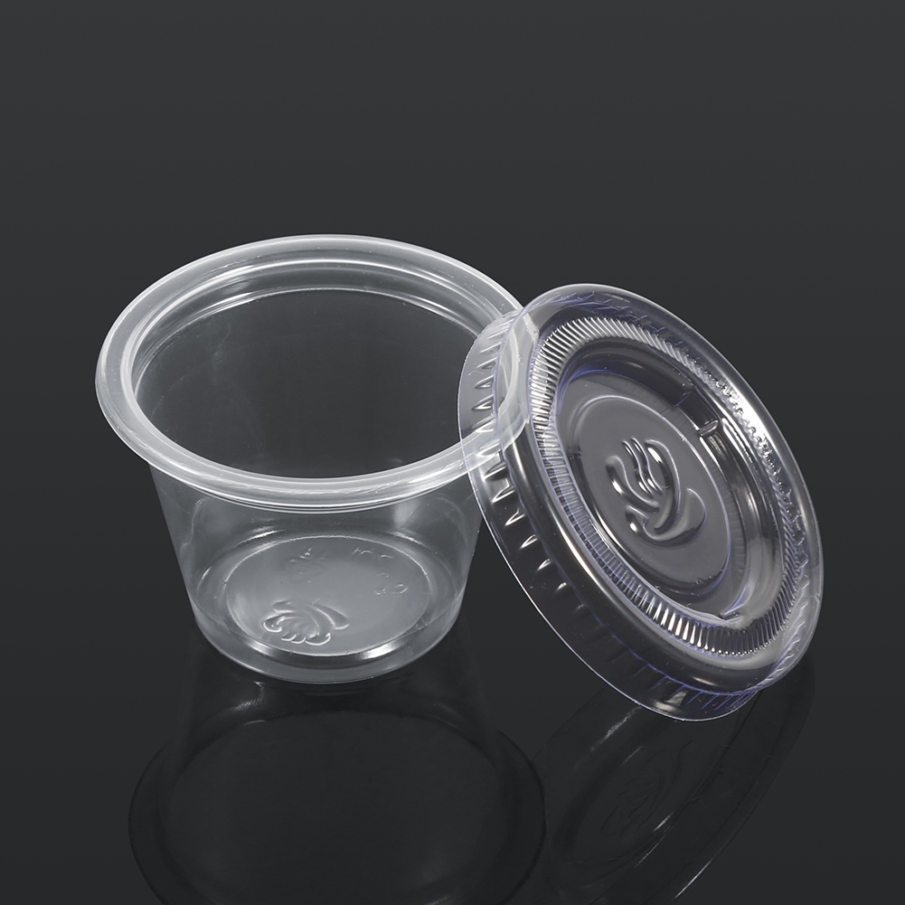 Ukkch Lot de 50 tasses /à mesurer jetables avec couvercle en plastique transparent pour peinture /époxy 30 ml