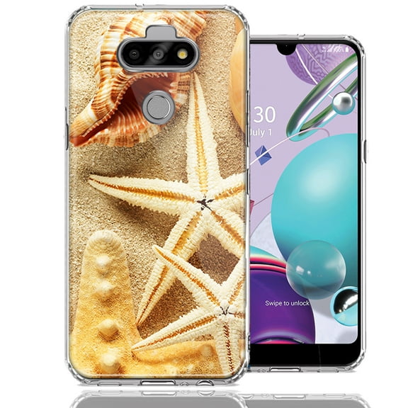 MUNDAZE For LG Aristo 5/K31/Fortune 3 Sand Shells Starfish Design Double Layer Phone Case Cover