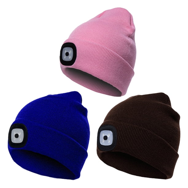 Gorro con linterna LED y gorro de punto cálido con luz LED para reparar y trabajar en lugares oscuros