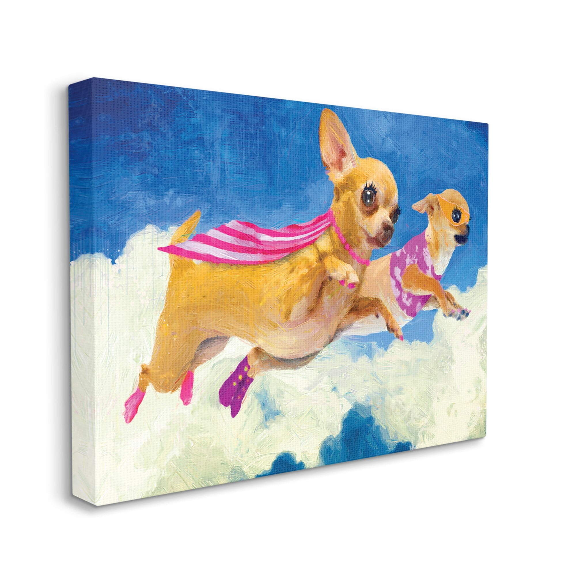 Stupell Industries Chihuahua Dogs Flying Cloudy Sky Pink Capes Canvas Wall Art, 30 x 24, Design by Porter Hastings