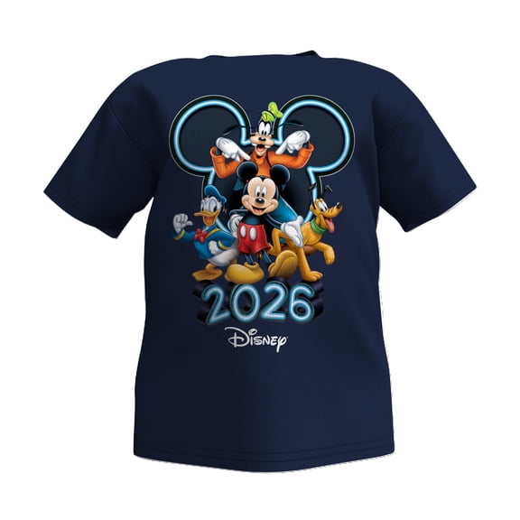Disney Mickey & Friends 2026 Navy Toddler Tee Shirt, 2T-4T (Unisex)