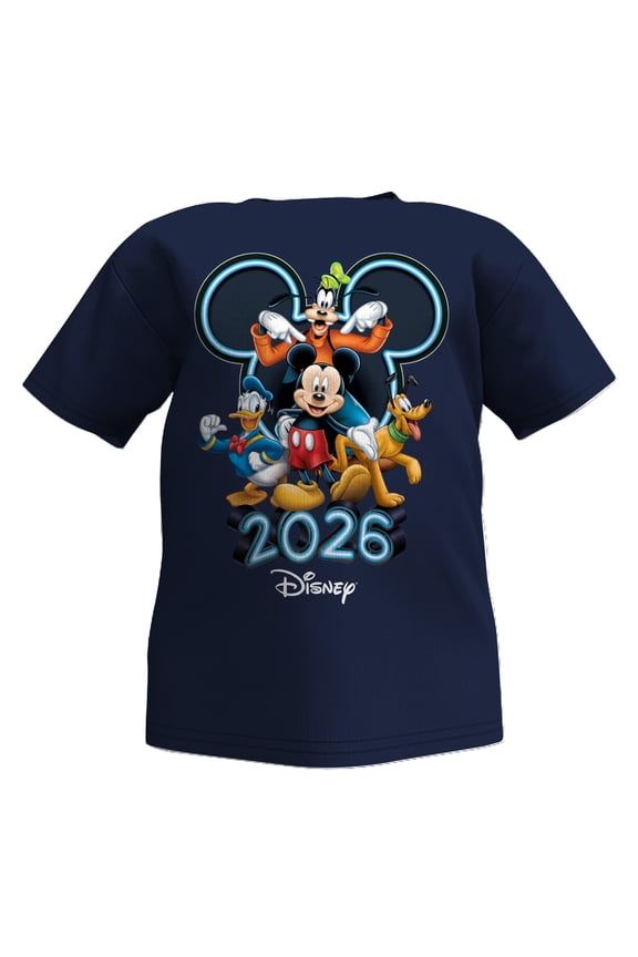 Mickey & Friends 2026 Navy Toddler Tee Shirt, 2T-4T (Unisex)