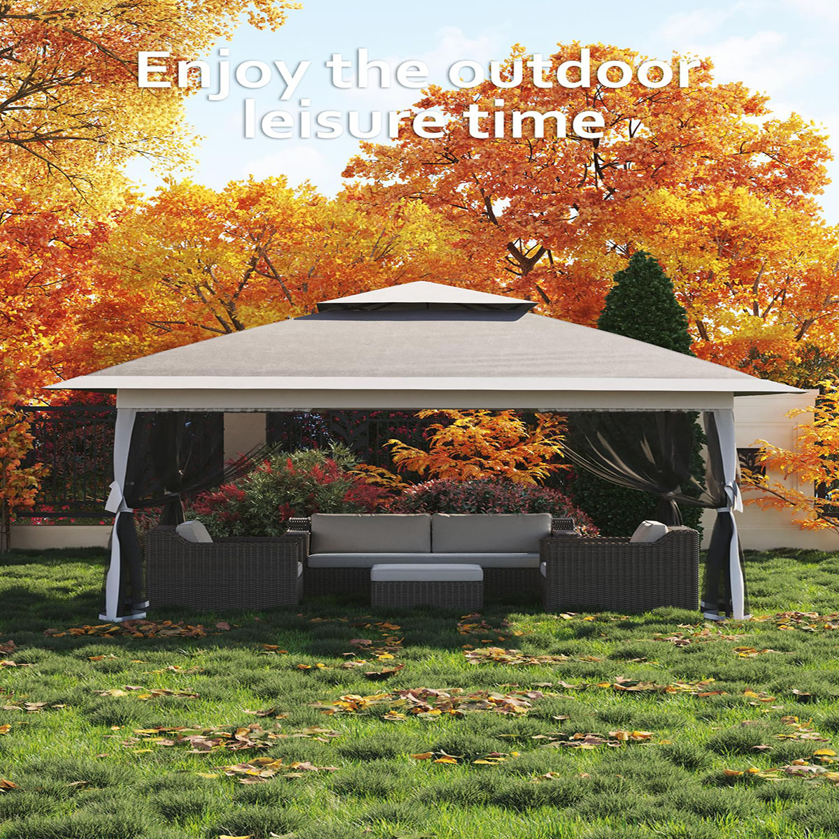 Soonbuy 13x13 Outdoor Gazebo,Canopy Tent with Mosquito Netting,Outdoor Gazebo for Backyard & Patio Furniture