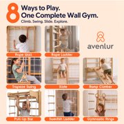 Avenlur Neem Swedish Ladder Wall Gym Adult & Kids Climbing Wall 8-in-1 kids home gym: climbing wall kids love, indoor swing for kids, pull up bar for kids, stair slides indoor for kids (94.5 in)