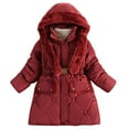 thumbnail image 2 of Auroural Coats for Girls 5T Girls Heavyweight Winter Coat Fashion Girls' Winter ChildrenThick Solid Color Clothes Detachable Hat Mid To Long Length Clothes Winter Coat Clothes Red 5 Years, 2 of 5