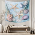 thumbnail image 5 of Coastal Beach Tapestry for Bedroom Wall Hanging Tapestry, Summer Starfish Nautical Shell Ocean Ceiling Backdrop Tapestries Poster Blanket Wall Decor for Teens Room Living Room Dorm 55" x 73", 5 of 8