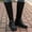 Black, variant on Patlollav Women Boots Retro Shoes Casual Thick Low-Heeled Boots Plus Size Mid Calf Zipper Boots