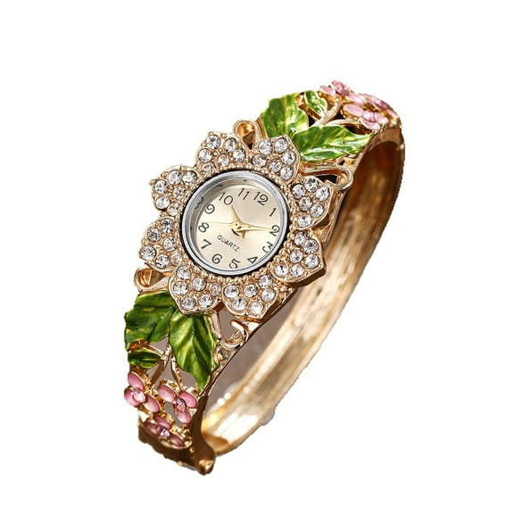 New diamond-encrusted lace quartz watch with decorative fashion alloy bracelet