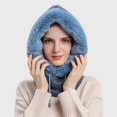thumbnail image 2 of Women’s Knitted Beanie Hat with Face Cover - 3 in 1 Winter Balaclava with Mask Scarf Ear Muffs Pompom Fleece Lined Snow Caps, 2 of 7