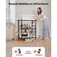 thumbnail image 3 of VEVOR 3-Tier Foldable Storage Shelf, 30W x 13D x 36H Inch Folding Metal Rack Shelving Unit, No Assembly Organizer Shelf with 5 Wheels & 4 Hooks for Pantry, Kitchen, Garage, Basement, Black, 3 of 9