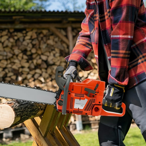 Handheld Cordless Petrol Chain Saw, Gas Powered Chainsaw, 71cc Gasoline Chainsaw Power Head for Garden Pruning, Forest Logging, Chopping Wood