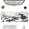 thumbnail image 2 of Japanese Wave Black and White Gaming Mouse Pad XL, Large Non Slip Rubber Mousepad, Stitched Edges Mouse Pads, Long Extended Mice Pad,31.5'''' X 11.8'''', 2 of 6