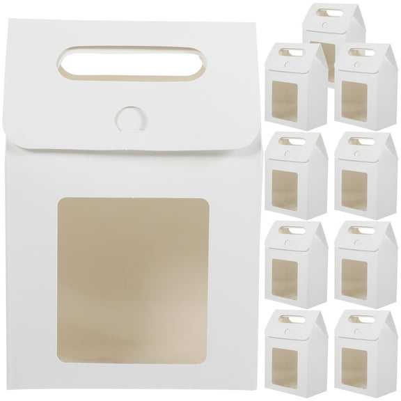 10 Pcs Window Boxes Portable Kraft Paper Crafts Gift Bags with