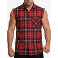 thumbnail image 2 of Bxsruta Men's Sleeveless Plaid Button Down Shirt Casual Frayed Edge Lapel Tank Top for Daily Wear, 2 of 8