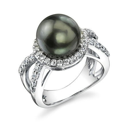 10 Mm Pearl Ring - Sterling Silver 10mm Gorgeous Tahitian Cultured Pearl Leah Ring