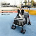 thumbnail image 3 of Trendix Dog Cat Stroller 4 Wheels Cart, Dog Cat Cage with Cup Holder, Breathable and Visible Mesh Outdoor Travel Pet Folding Stroller, Pink, 3 of 9