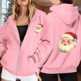 thumbnail image 2 of NinXxx Ladies' Christmas Zipper Long Sleeve Pocket Drawstring Hooded Sweatshirt Pink S, 2 of 8