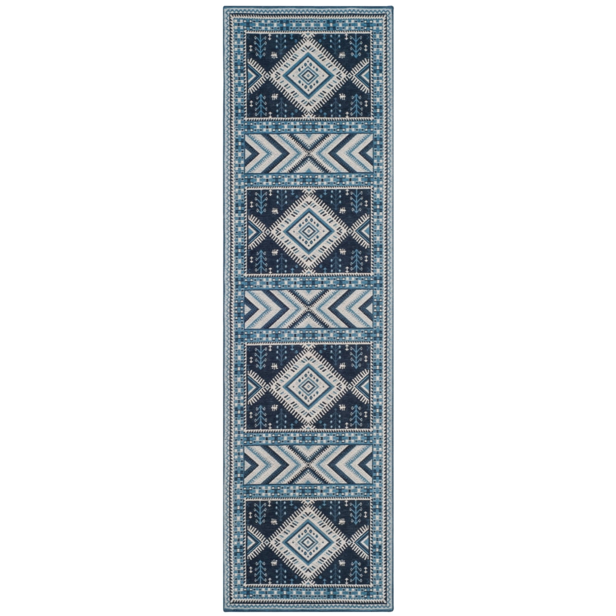 SAFAVIEH Classic Vintage Clarette Chevron Bordered Area Rug, Navy/Light Blue, 4' x 6'