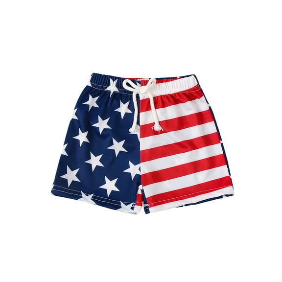 Bagilaanoe 4th of July Toddler Baby Boys Swim Trunks Stripe Stars Print Elastic Waist Swim Shorts 6M 12M 18M 24M 3T 4T Kids Bathing Suit Swimsuit Swimwear