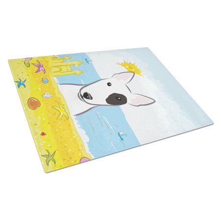 

Caroline s Treasures Bull Terrier Summer Beach Glass Cutting Board Large
