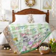 thumbnail image 3 of Throw Blanket Fleece Throw Blanket 40x50in, Easter Bunny with Colored Eggs in Basket Soft Lightweight Bed Blankets Farm Vines on Wood Plank Fuzzy Couch Blankets for All Season, 3 of 9