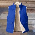 thumbnail image 7 of Women Fleece Lined Quilted Vest Sleeveless Zip up Outerwear Lapel Collar Warm Waistcoat Casual Fall Winter Gilet with Pockets Blue L, 7 of 7