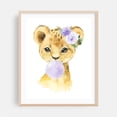 thumbnail image 2 of Lion, Jungle Animals, Safari Animals, Bubble Gum, Purple Flowers, Gender Neutral Nursery - Illustration Animal Watercolor Whimsical Floral Wildlife Unframed Wall Art Print 30 x 40 inches, 2 of 13