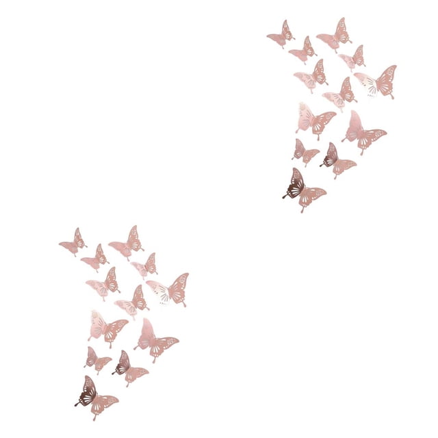 Toystoory Paquete de 12 pegatinas de pared de papel hueco 3D, decoración de sala de estar para el hogar, Kit de pegatinas decorativas para fiestas de Oro rosa 2piezas Toystoory CBP224916