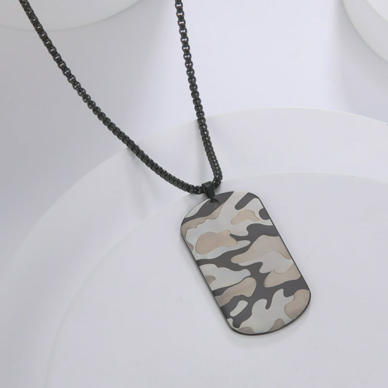 Statement Jewelry Silver Camouflage Camo Print Necklace Set