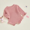 thumbnail image 5 of RUINIXCW Newborn Baby Girl Knit Sweater Romper Infant Baby Girl Fall Winter Clothes Basic Solid Color Ruffle Long Sleeve Bubble Bodysuit Pullover Top, 5 of 10