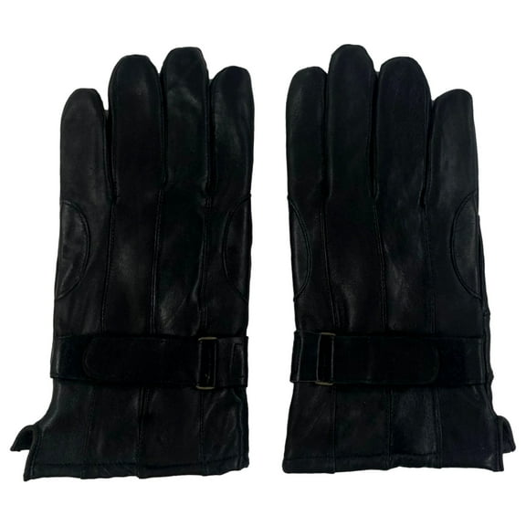 Mens Black Leather Gloves with Ilightweight Plush Lining Large