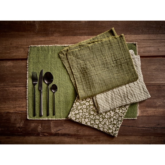 BIDK Home Rectangular Handwoven Placemat - 19.5" - Green