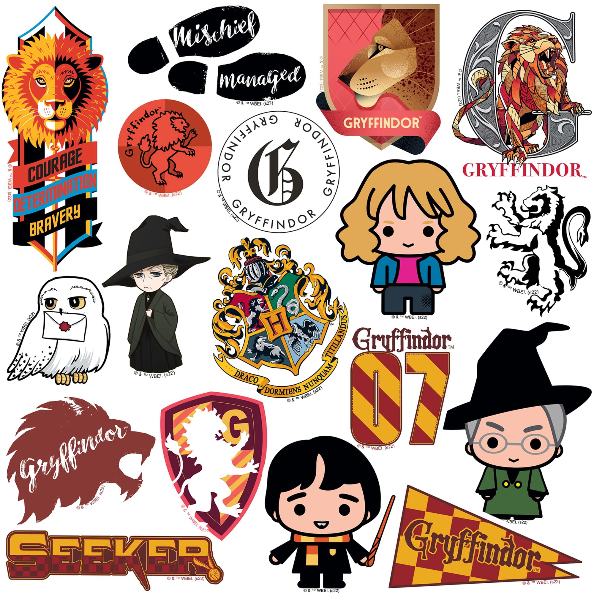 Harry Potter Gryffindor Theme 200ct Vinyl Decals  House Crests, Lion Symbols & Characters for Laptop, Water Bottle, Scrapbooking, Tablet, Indoor & Outdoor