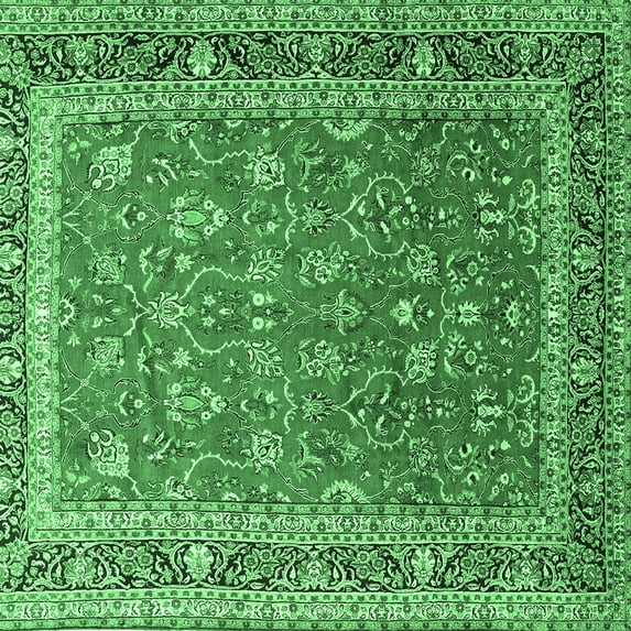Ahgly Company Indoor Square Persian Emerald Green Traditional Area Rugs, 8' Square