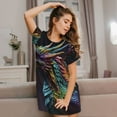 thumbnail image 3 of Sikiie Dragon with Colorful Tail Print Women's Short-sleeved Nightdress, Round Neck Pullover Nightdress Pajamas Summer Home Wear, 3 of 6