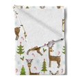 thumbnail image 2 of Christmas Soft Flannel Fleece Blanket, Reindeers Cheerful Noel Season Forest Snowflakes Winter Celebration, Cozy Plush for Indoor and Outdoor Use, 60" x 80", Caramel Green and White, by Ambesonne, 2 of 5
