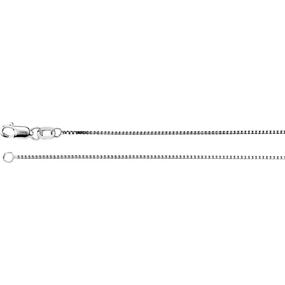 14k White Gold .75mm Necklace 18 Inch Box Chain With Lobster Clasp Chain Necklace for Women and Men