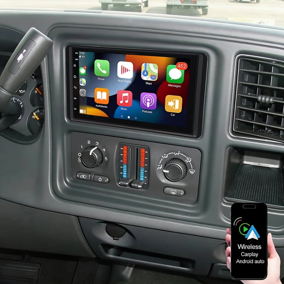 4 64G Car Radio Stereo for Chevrolet Silverado Tahoe GMC Sierra Yukon Acadia Savana 2003-2006, 7" HD Touchscreen Android 13 Head Unit with WiFi Wireless CarPlay Android Auto GPS FM SWC Backup Camera