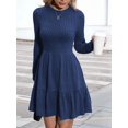 thumbnail image 4 of Katigan Womens Long Sleeve Fall Dresses with Flowy Casual Ribbed Knit Crew Neck Knee Length Sweater Dress Deep Blue S, 4 of 6