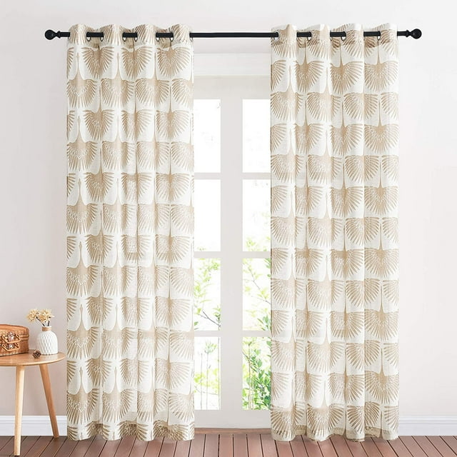 sasyxdc Semi Sheer Curtains 63 inch Length Linen Pattern Window Curtain Panels Privacy Protect Flame Print Drapes Light Glare Filtering for Bedroom Living Room Foyer 50 x 63 in 2 Piec