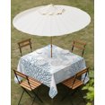 thumbnail image 3 of Blue Sea Turtle Outdoor Tablecloth with Umbrella Hole, Coastal Coral Summer Beach Nautical Spillproof Waterproof Outdoor Table Cover, Patio Tablecloths for Party/Garden/Picnic, Square 54"x54", 3 of 9