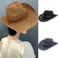thumbnail image 2 of UDIYO Cowboy Hat Hollow Out Curled Edge Wide Brim,Men & Women's Summer Sun Hat Fishing Hat, 2 of 4