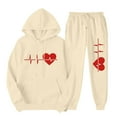thumbnail image 2 of successthop Sweatsuits 2 Piece Sets Womens Plus Size Long Sleeve Hoodie and Joggers Heartbeat Drawstring Sportwear, 2 of 7
