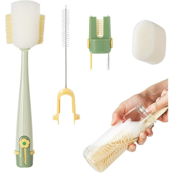 5-in-1 Bottle Cleaning Brush (Multifunctional), 360 Degrees Flexible Silicone Bottle Brush, 2026 Portable Bottle and Cup Lid Cleaner for Bottle Gap Tight Spaces