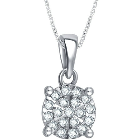 1/10 Carat T.W. Diamond Sterling Silver Cluster Pendant
