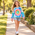 thumbnail image 5 of Lanbubble Girls Long Sleeve Shirt Tie Dye Graphic Top Casual Crew Neck Relaxed Fit Shirts for Kids 7 12 Years, 5 of 9
