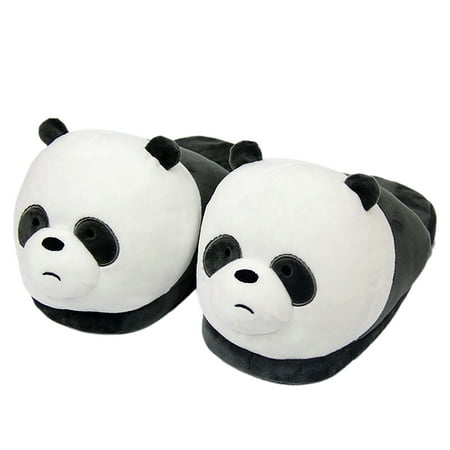 

Autumn Winter Women Cartoon Panda Shape Warm Shoes Non-slip Half-Heeled Slippers