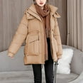 thumbnail image 2 of MIUOWANP Womens Winter Coats Fashionable Ladies Zipper Long Sleeve Winter Thickened Cotton Coat Khaki XL, 2 of 5